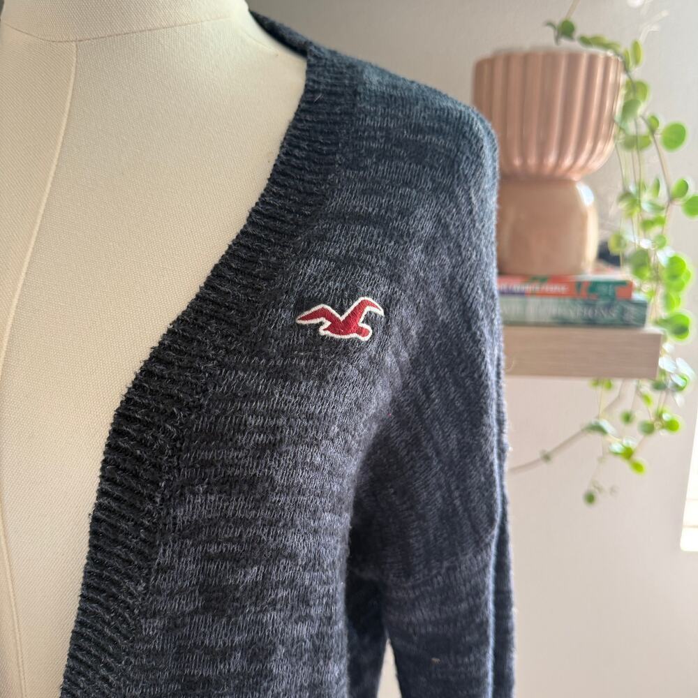 Vintage Y2K Hollister Cardigan S Navy Longline Cardigan Academia Preppy School - Picture 4 of 7